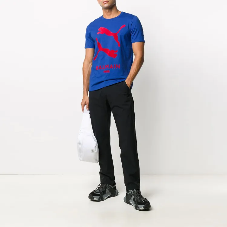 Puma X BALMAIN T-Shirts Unisex Blue-1
