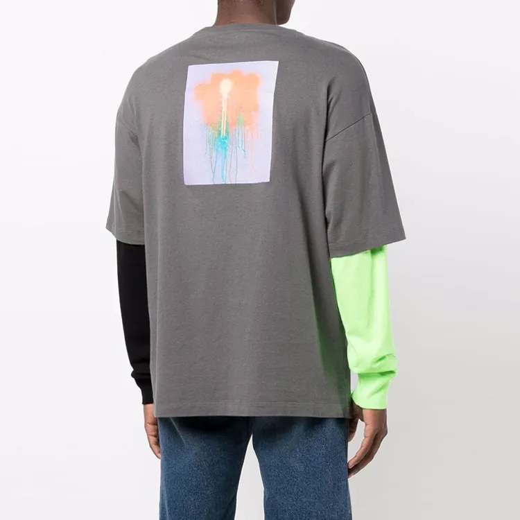 OFF WHITE Graphic Print Layered Longsleeve Shirt-3