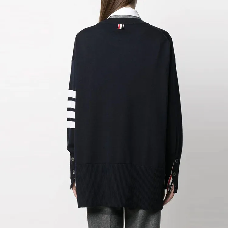 THOM BROWNE Exaggerated Fit Crew Neck 4 Bar Jumper-1