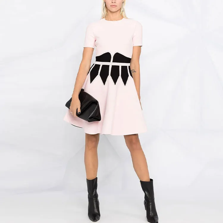 Alexander McQueen Short Sleeved Dresses Women's Pink-1