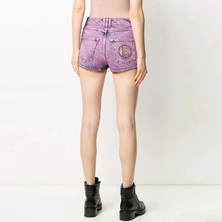 BALMAIN Denim Shorts Women's Purple-2