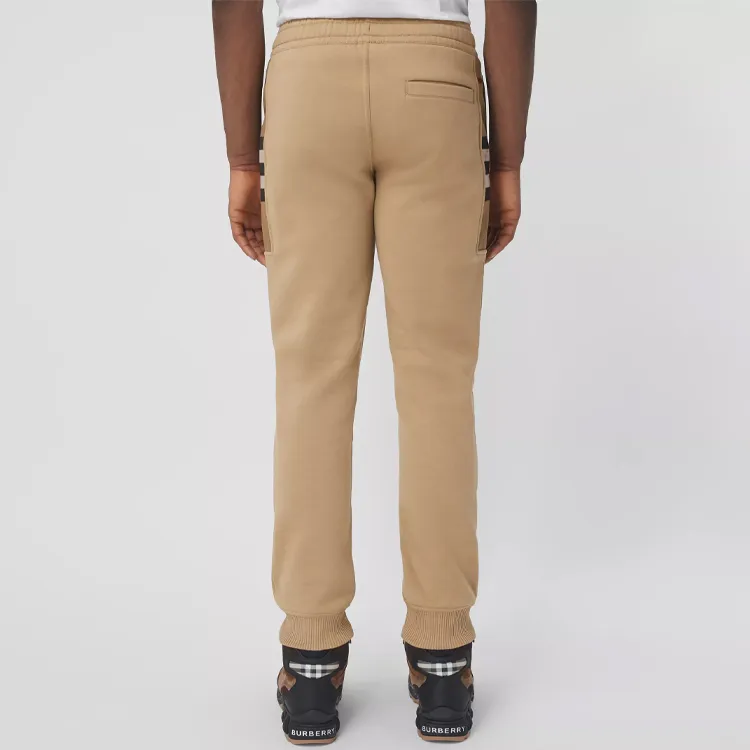 Burberry Check Panel Cotton Blend Jogging Pants-4