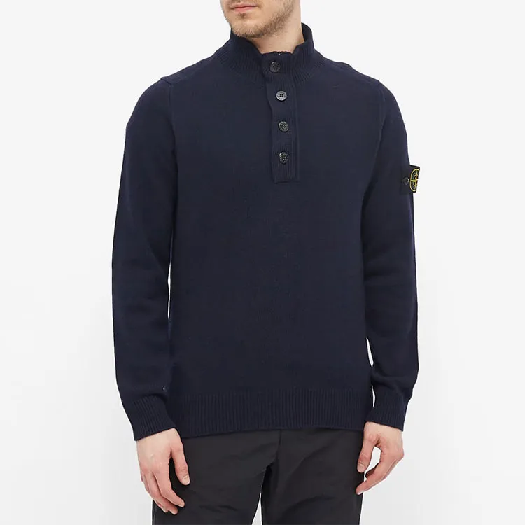 STONE ISLAND Logo Patch Mock Neck Sweater-2