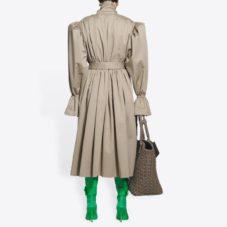Balenciaga Long-Sleeved Dresses Women's Beige-2