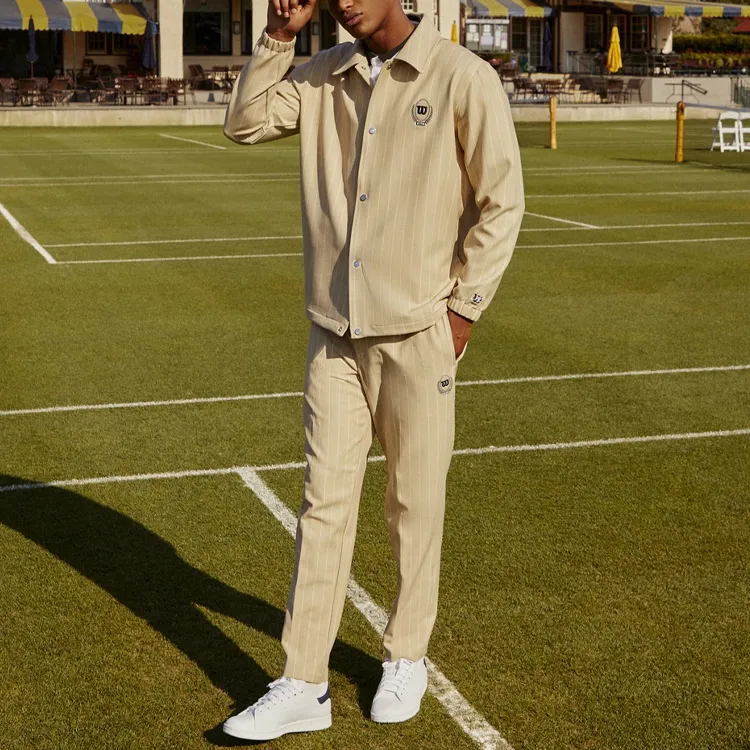 KITH X Wilson Pinstripe Double Knit Coaches Jacket-2