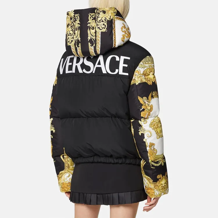 VERSACE Down Jacket Women's Black Gold-2