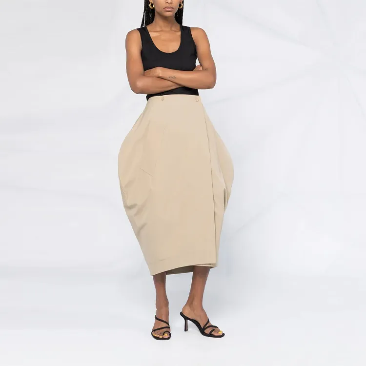 Bottega Veneta Casual Long Skirts Women's Khaki-1