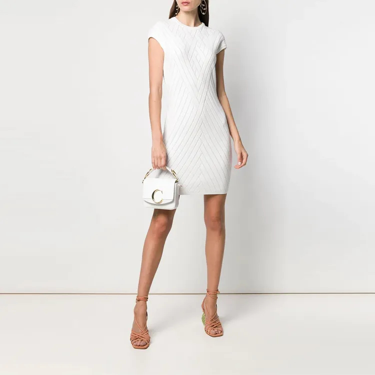 BALMAIN Sleeveless Dresses Women's White-1