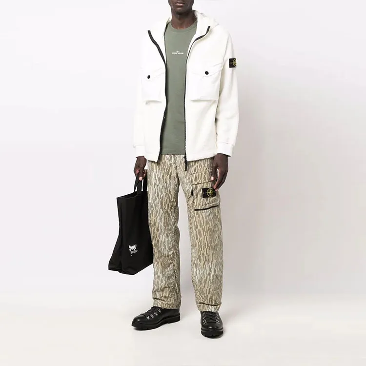 STONE ISLAND FW21 Velvet feel Coat Men's White-1