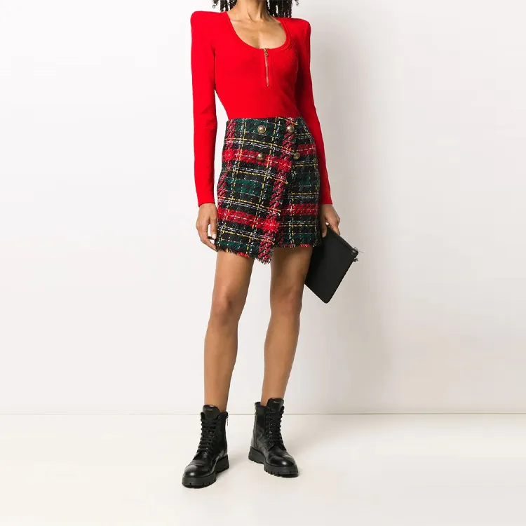 BALMAIN Casual Short Skirts Women's Red-1