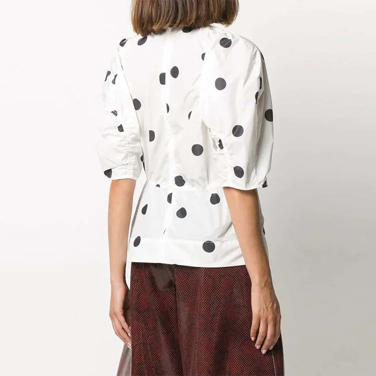 GANNI Polka-dot Gathered Blouse-3