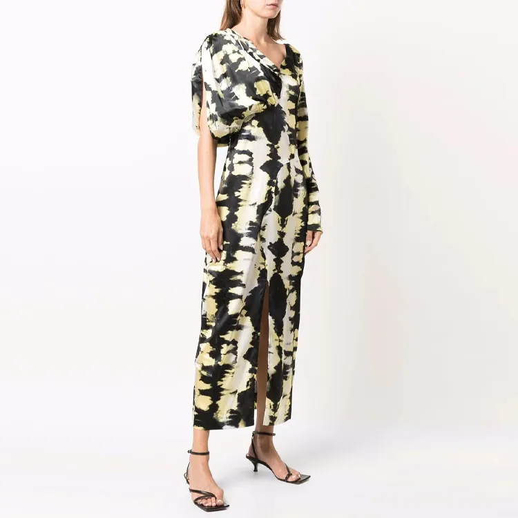 GANNI Short Sleeved Dresses Women's Yellow-3