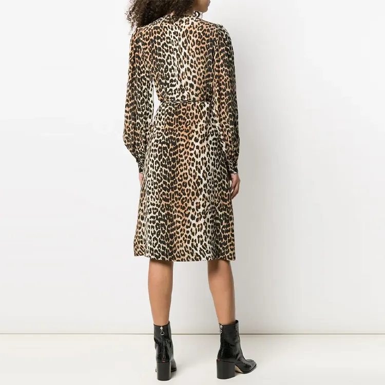 GANNI Long-Sleeved Dresses Women's Brown-2