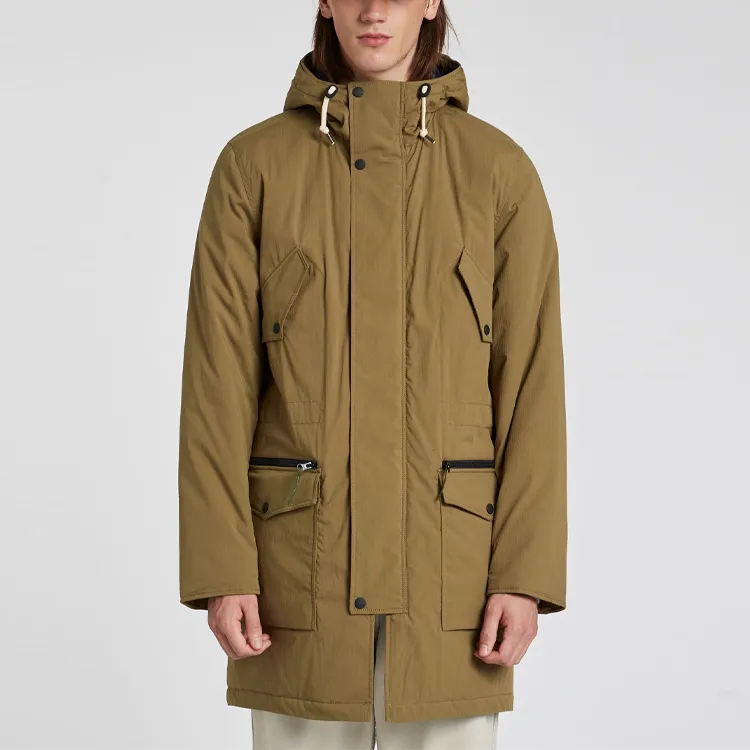 PS By Paul Smith FW21 Solid Color Hooded Loose Fit Mid-Length Puffer Jacket Men's Umber-2