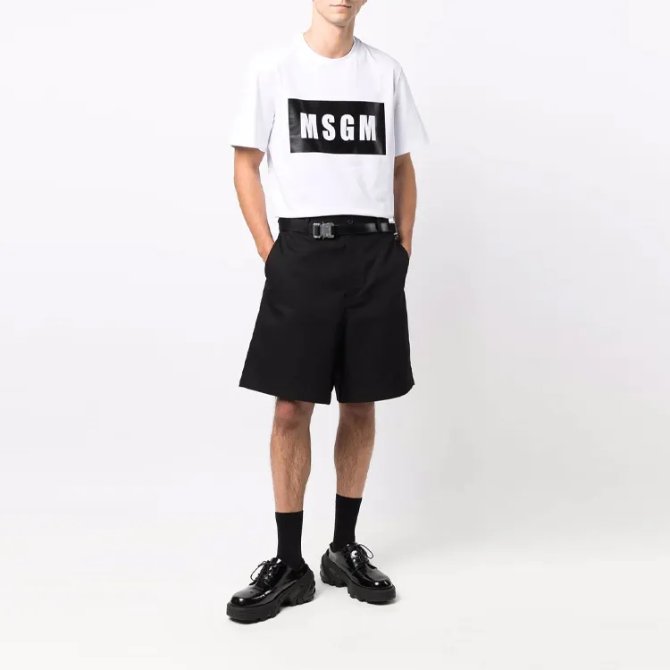 MSGM Logo print Cotton T shirt-1