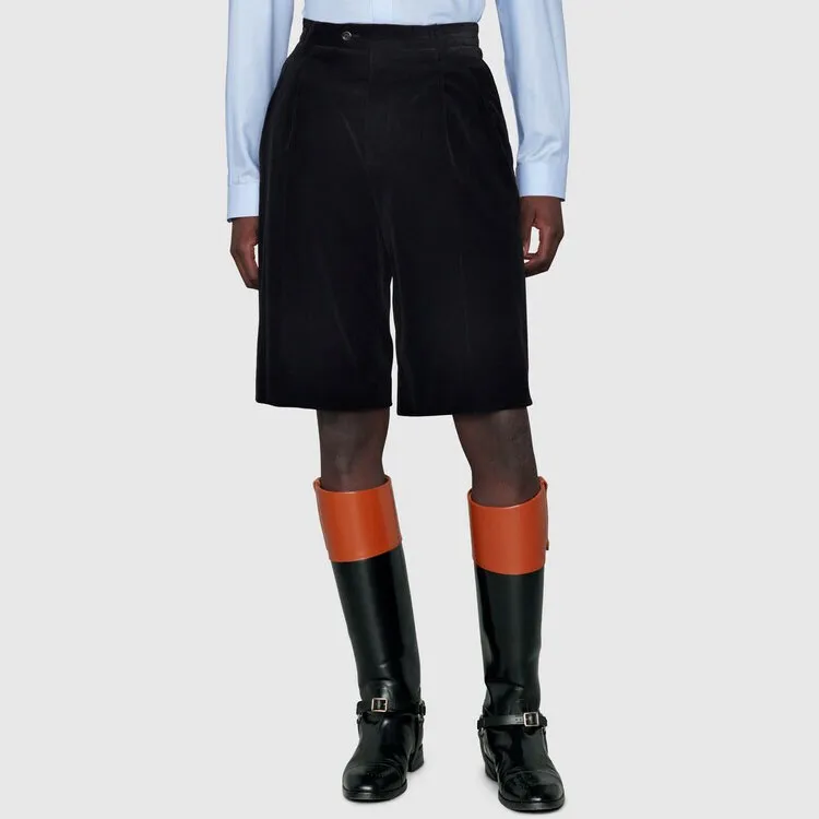 GUCCI Velvet Pleat Front Shorts-3