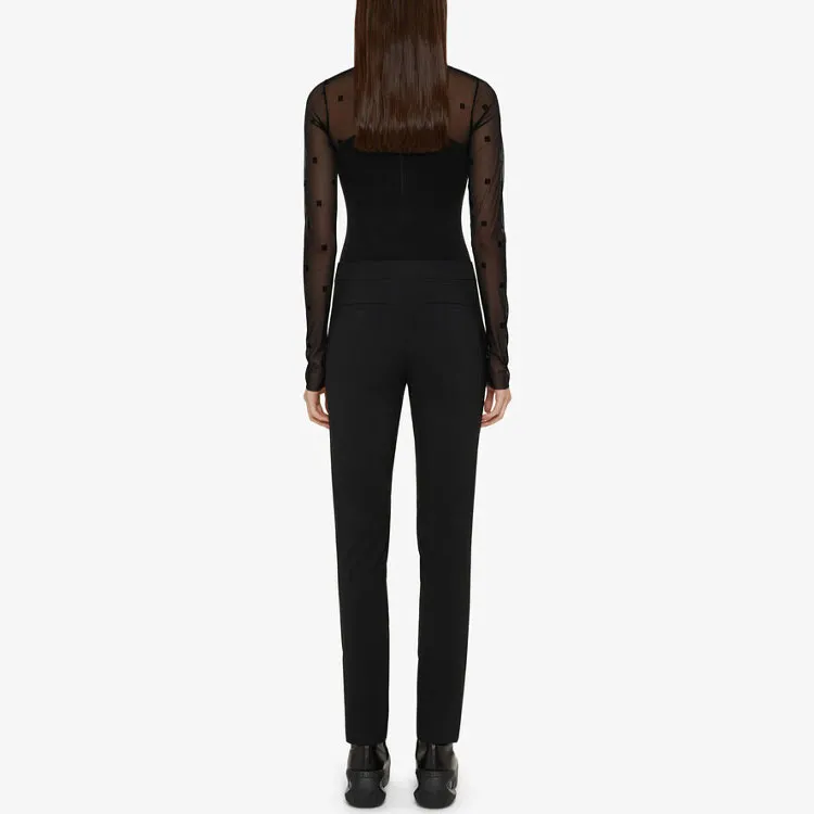 Givenchy Long Sleeve Bodysuit 4G Tulle 'Black'-2