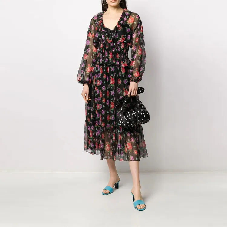 MSGM Long-Sleeved Dresses Women's Black-1