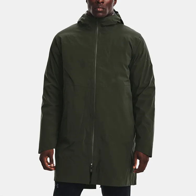Under Armour Solid Color Hooded Mid Length Down Jacket Men's Rock Green-3