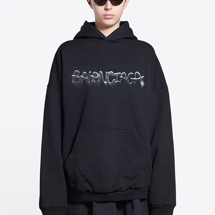 Balenciaga Women's Slime Wide Fit Hoodie Black-3