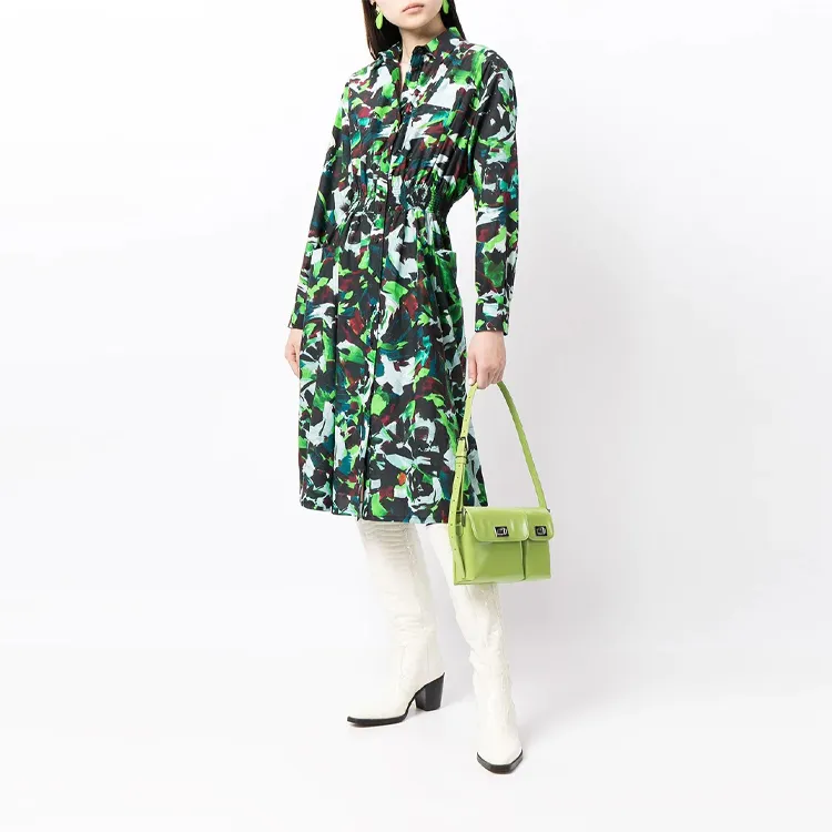 KENZO Long-Sleeved Dresses Women's Green-1