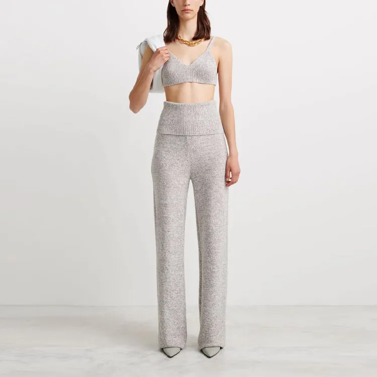 OFF WHITE Ribbed Hem Knitted Pants-1