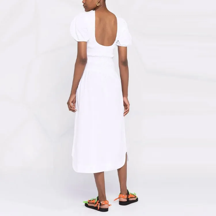 GANNI Short-Sleeved Dresses Women's White-2