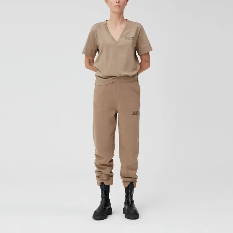 GANNI Knitted Sweatpants Women's Khaki-1