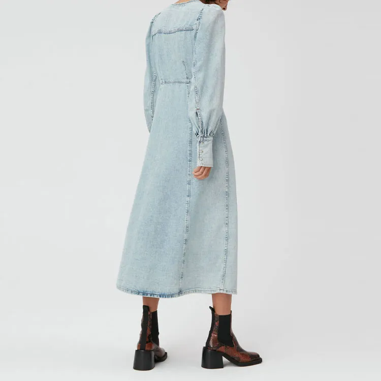 GANNI Long Sleeved Dresses Women's Blue-2