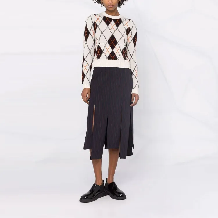 GANNI Stripe Midi Skirt 'Sky Captain'-1