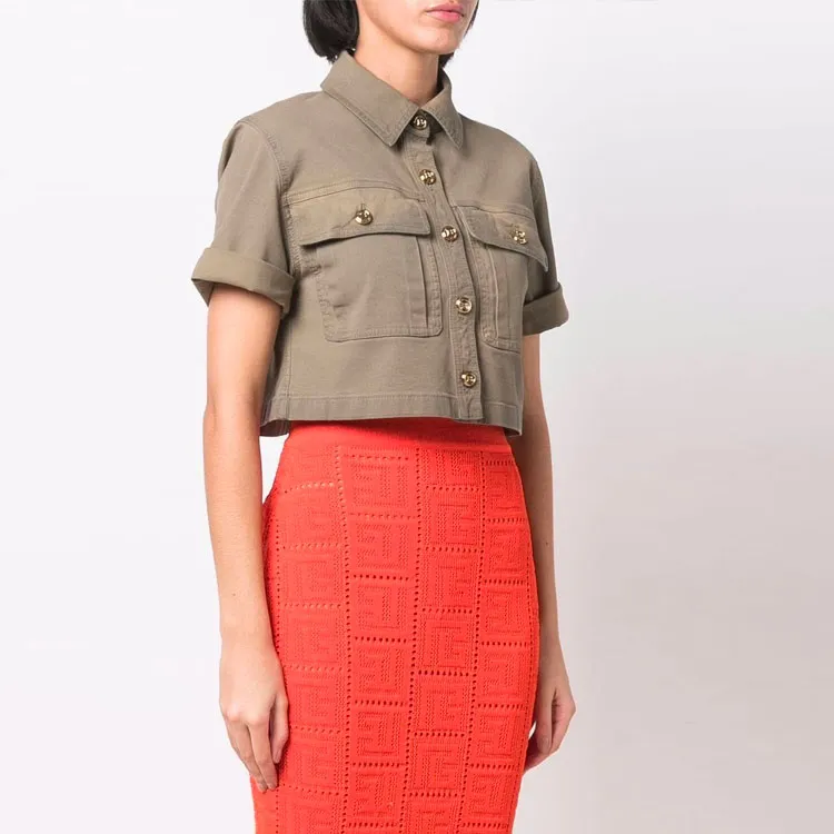 BALMAIN Crop Tops Women's Green-3