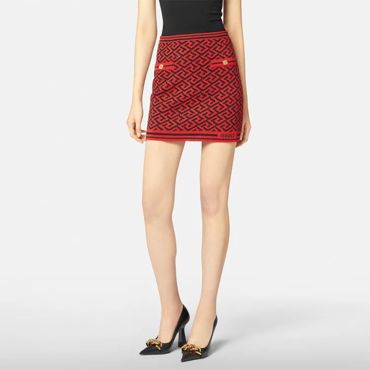 VERSACE Casual Short Skirts Women's Red-2