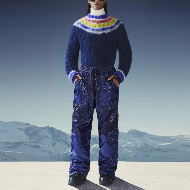 Moncler Leather Pants Men Blue-1