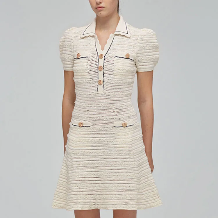 Self portrait SS22 Short Sleeved Dress Women's White-3