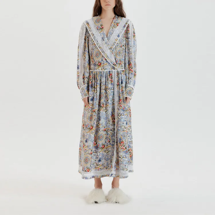 EENK Long-Sleeved Dresses Women's Lavender-2