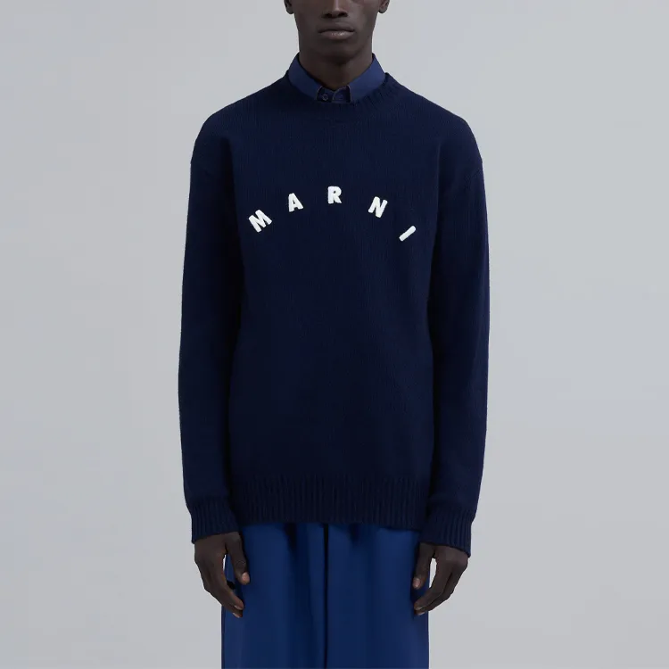 MARNI Cashmere Sweaters Men Dark Blue-1