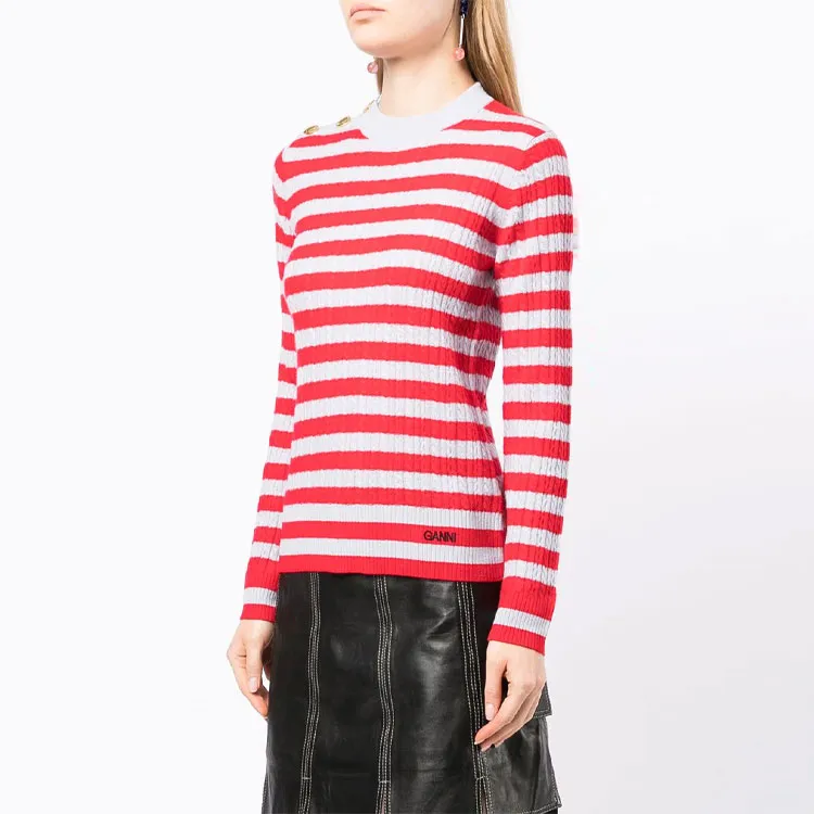 GANNI Striped Cable Knit Jumper-2