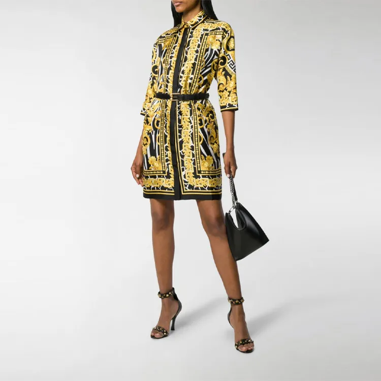 VERSACE Long-Sleeved Dresses Women's Yellow-2