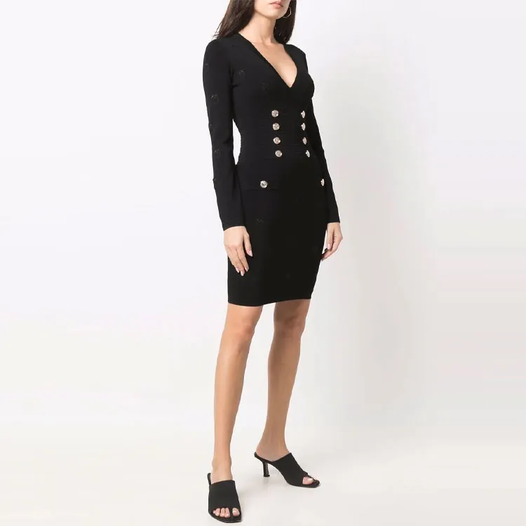 PINKO SS22 Long Sleeved Dresses Women's Black-3