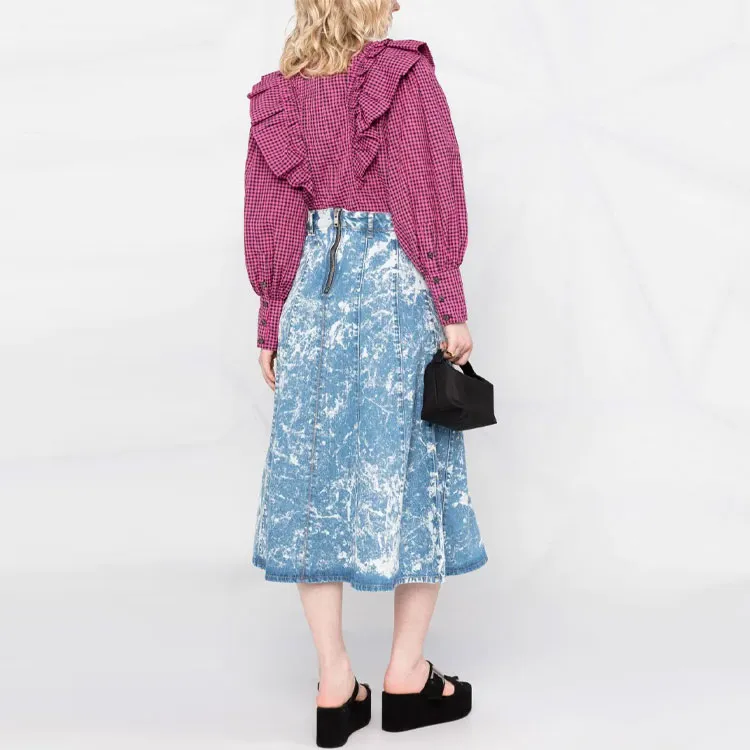 GANNI Check-pattern Long-sleeve Blouse-1
