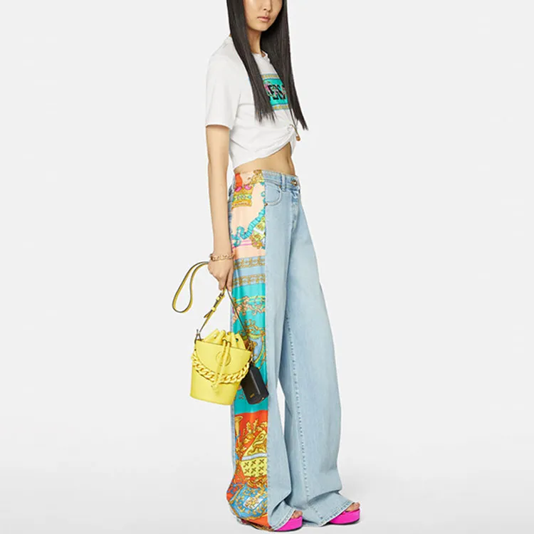 VERSACE Art Deco Flowers T Shirt 'White/Multicolor'-1