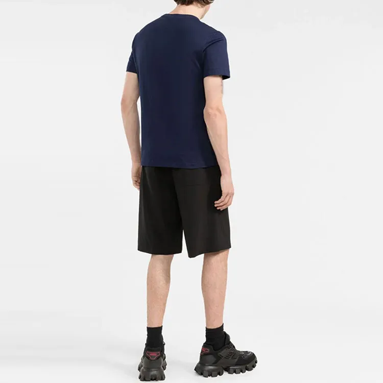 VERSACE VERSACE Logo Embroidered Crew Neck Pullover Short Sleeved T Shirt Men's Blue-3