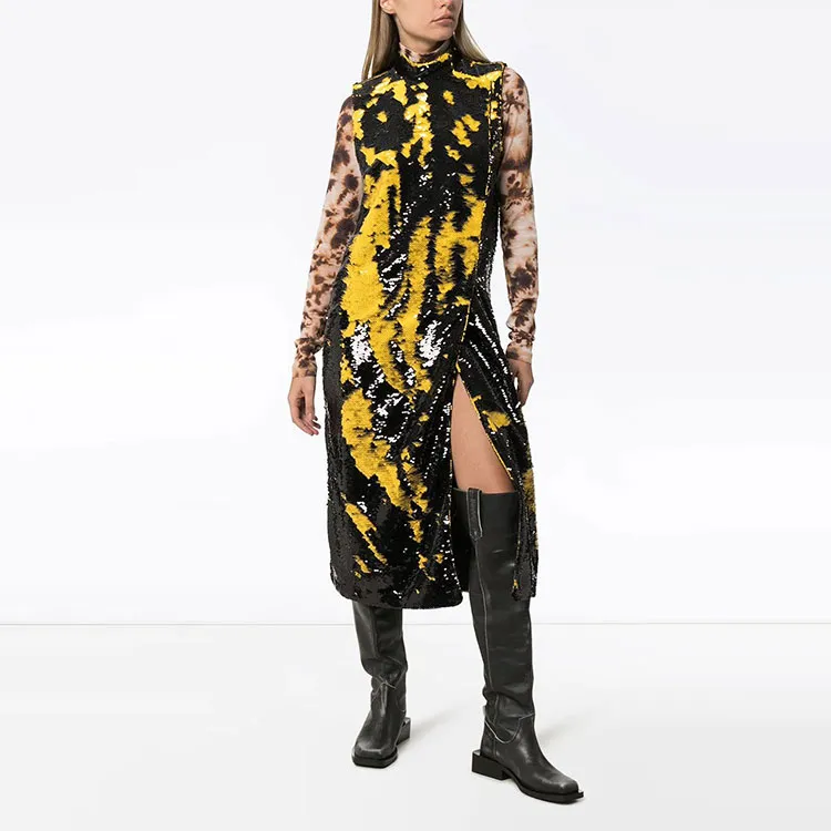 GANNI Sleeveless Dresses Women's Yellow-1