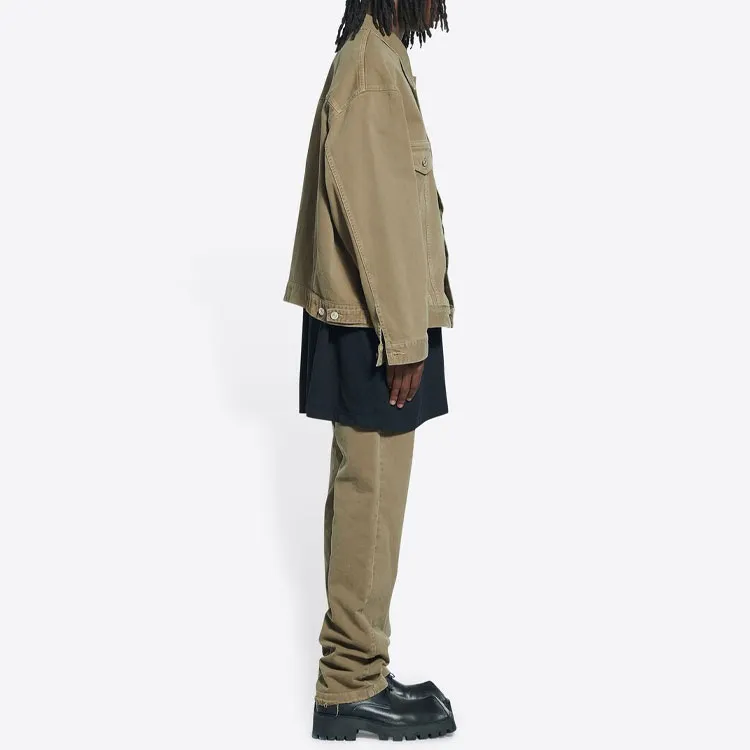 Balenciaga Denim Jackets Men Brown-4