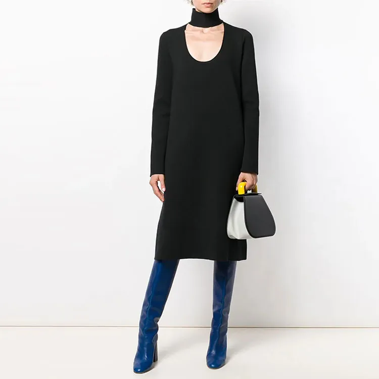 Bottega Veneta Long Sleeved Dresses Women's Black-3