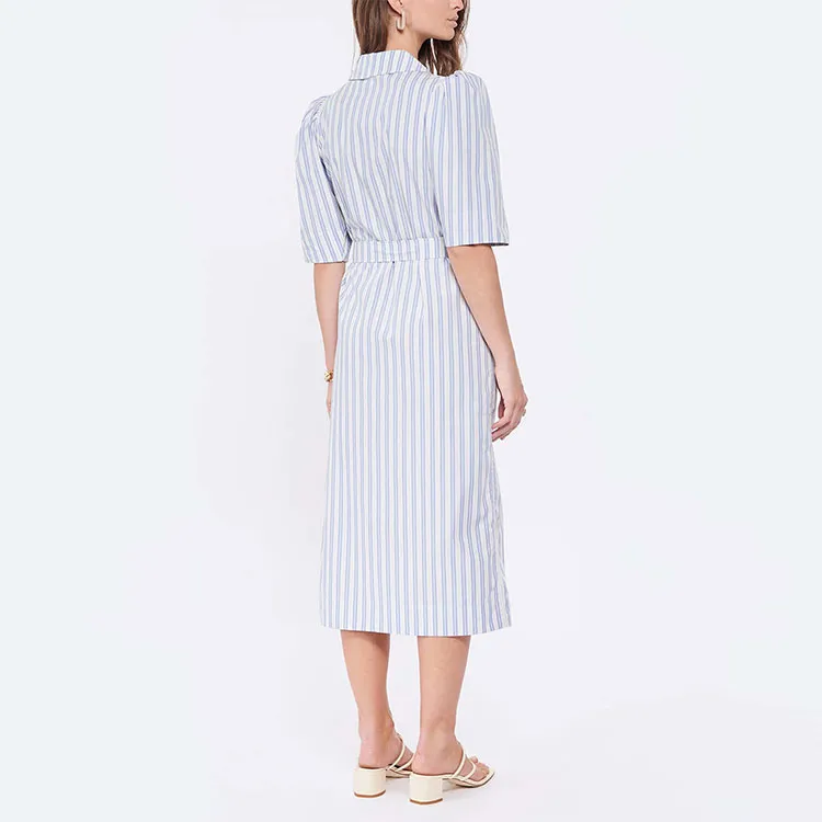 GANNI Short Sleeved Dress Women's Blue-3