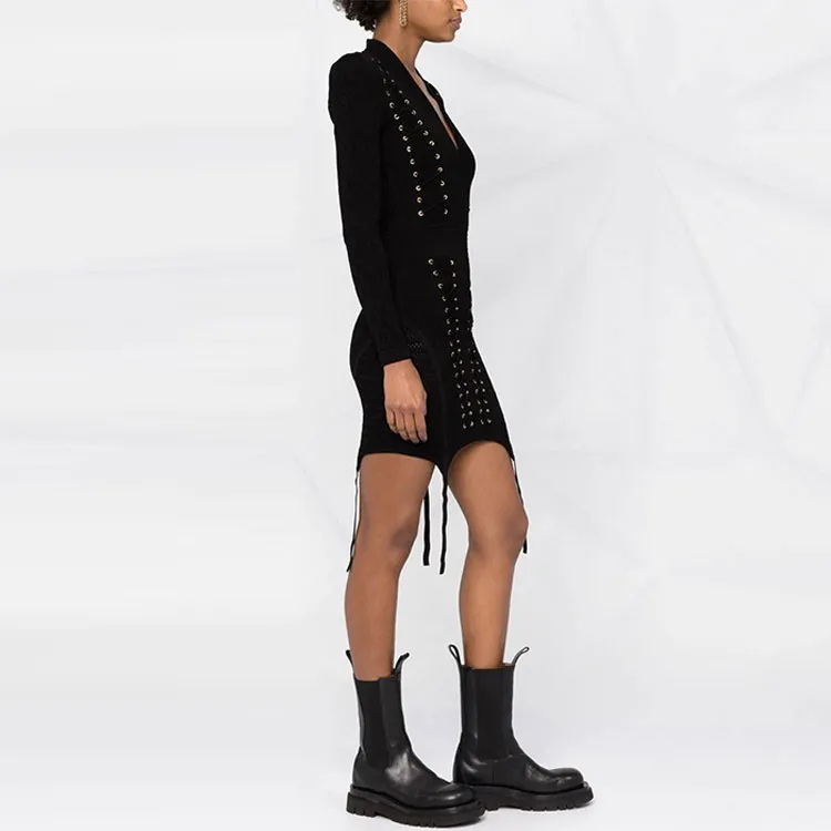 BALMAIN Eyelet detail Lace up Dress-3
