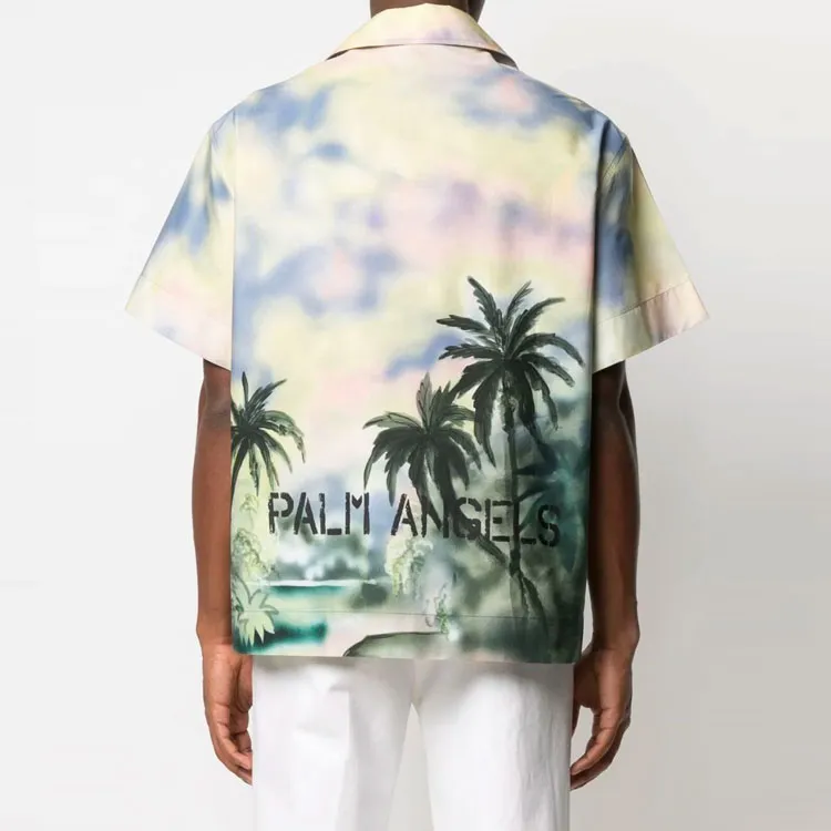 PALM ANGELS Paradise Heart Bowling Shirt-2