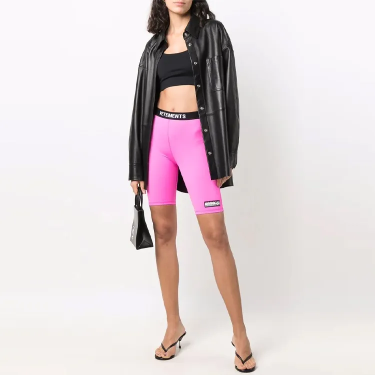 Vetements Logo Cycling Shorts 'Hot Pink/Black'-2