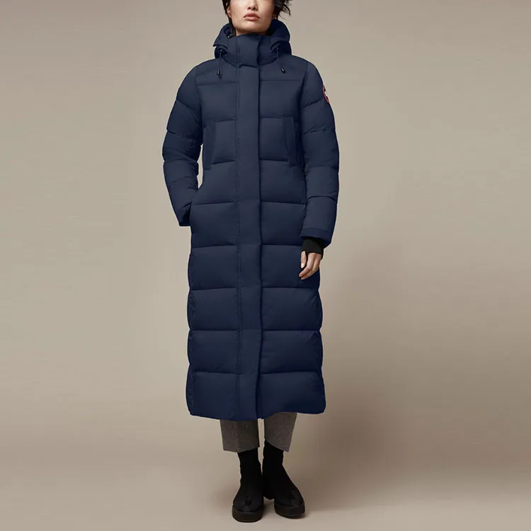 Canada Goose Armstrong Series Solid Color Hooded Long Down Jacket Women's Cerulean Ocean Blue-1